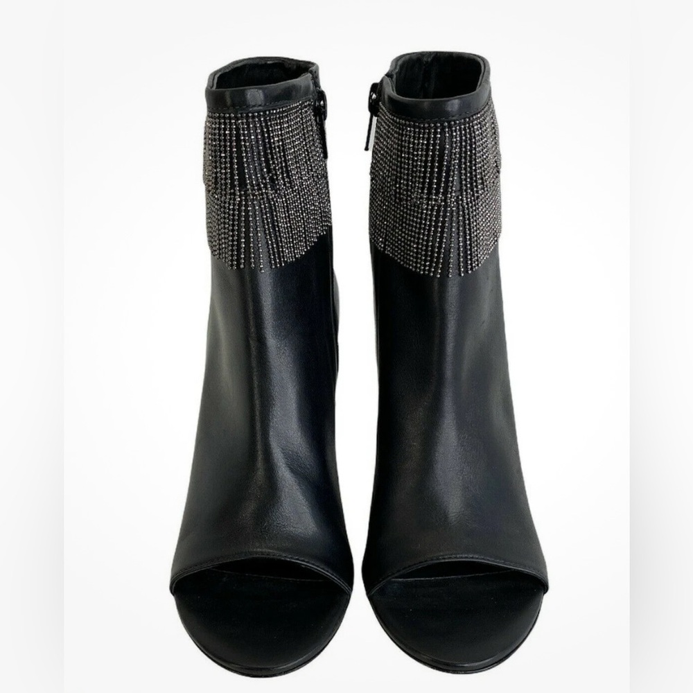 BERNARDO size 9.5 M New Black Ankle Boots with Silver bead fringe